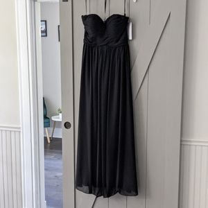 Black strapless bridesmaid dress